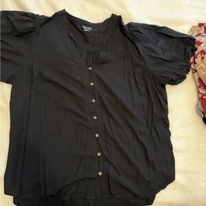City Chic Black Button-Down Shirt